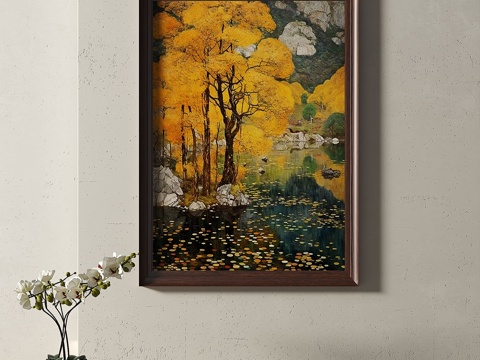  复古，中古，装饰画3d模型 