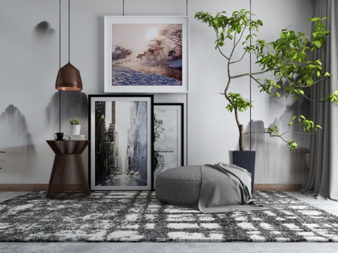  北欧沙发茶几组合3d模型 