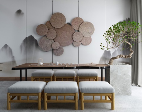  新中式茶室禅意3D模型3d模型 