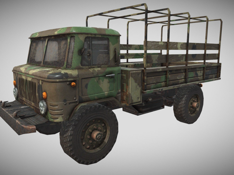  嘎斯66模型卡车3d模型 