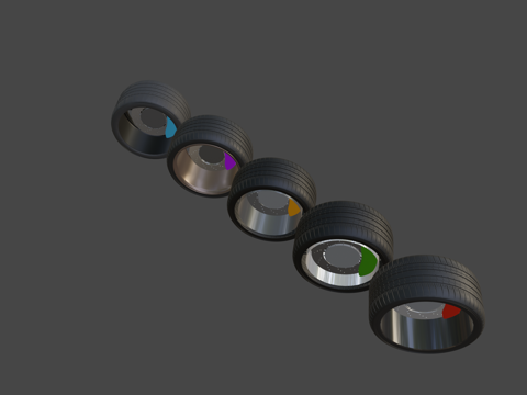  个车轮运动用于调校汽车3d模型 