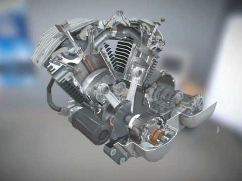  内燃机摩托车TFLEX CAD ST3d模型 