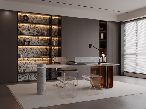  意式书房3d模型 