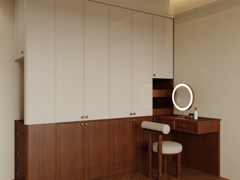 中古风衣柜 书桌 梳妆台su模型