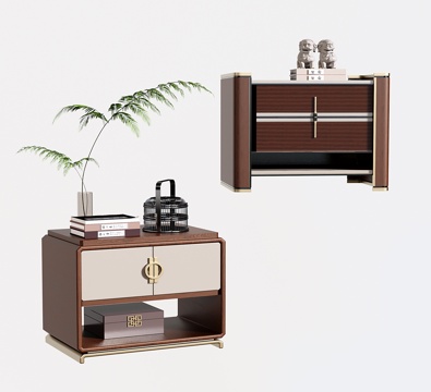 新中式床头柜su模型