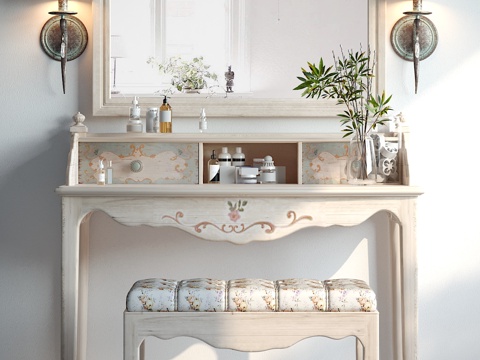  欧式梳妆台 摆件组合3d模型 