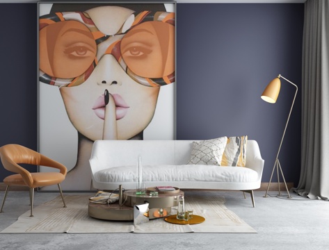  现代客厅沙发茶几组合3d模型 