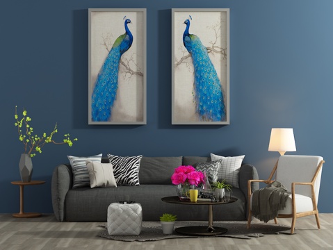  北欧餐桌椅 装饰画 吊灯3d模型 