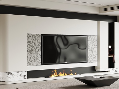  现代电视背景墙3d模型 