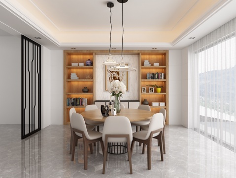  北欧餐桌椅 单椅 酒柜 吊灯3d模型 