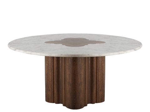 中古风圆形餐桌su模型