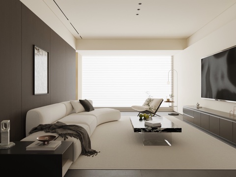  现代客厅 沙发茶几组合 电视3d模型 