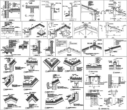 屋面彩钢板屋面构造屋顶做法剖面详图节点大样CAD素材图库cad施工图