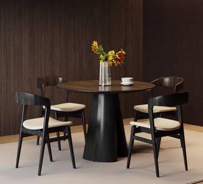  现代意式洽谈桌椅 餐桌椅3d模型 