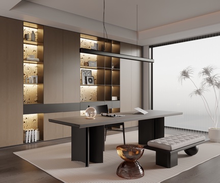 意式书房su模型