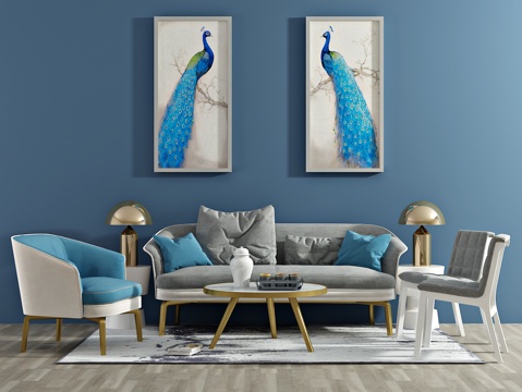  北欧沙发 茶几 单椅 装饰画3d模型 