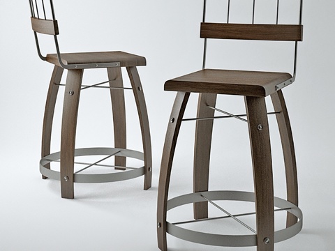  现代工业风金属吧椅3d模型 