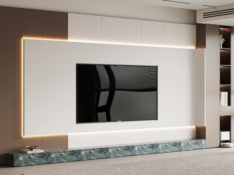  现代意式电视背景墙3d模型 