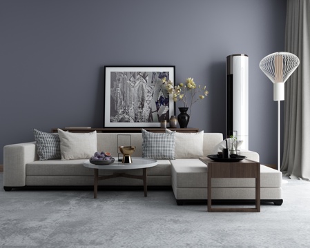  现代沙发茶几组合3d模型 