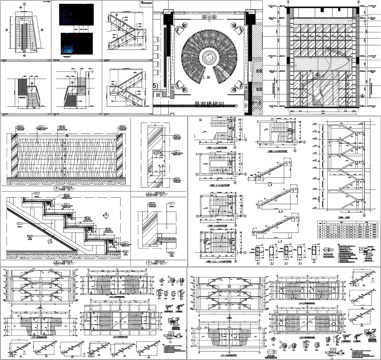 家装工装楼梯旋转楼梯CAD素材图库cad施工图