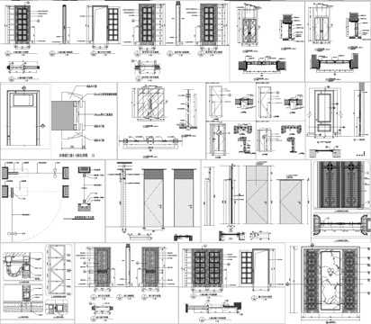 暗门详图超高超重门做法地弹簧玻璃门移门剖面详图节点CAD素材cad施工图