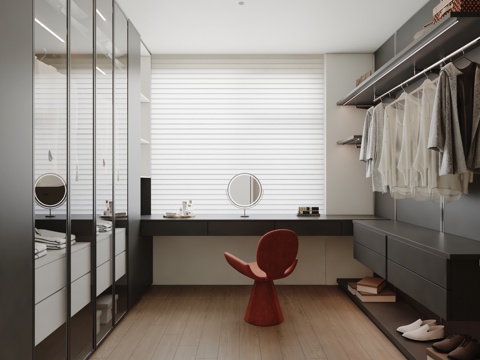  现代极简衣帽间 意式极简衣柜 L型衣帽间3d模型 