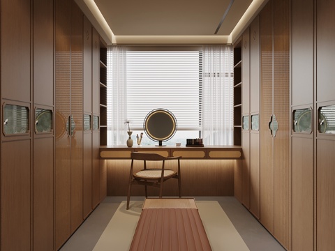 新中式衣帽间 衣柜su模型