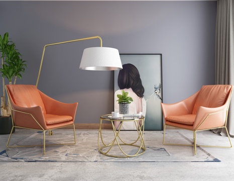  现代北欧沙发茶几组合3d模型 