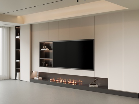  现代电视背景墙3d模型 