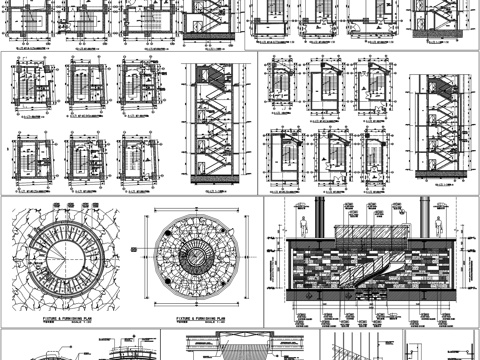 家装工装楼梯办公楼旋转楼梯CAD素材图库cad施工图