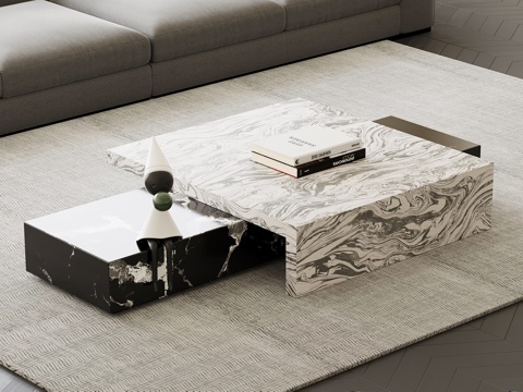  现代意式茶几 大理石茶几3d模型 