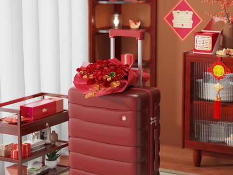  结婚行李箱场景图3d模型 