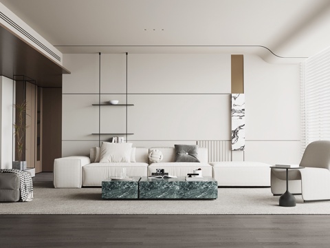 现代意式客厅 沙发茶几组合su模型