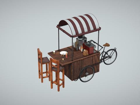 咖啡车3d模型 