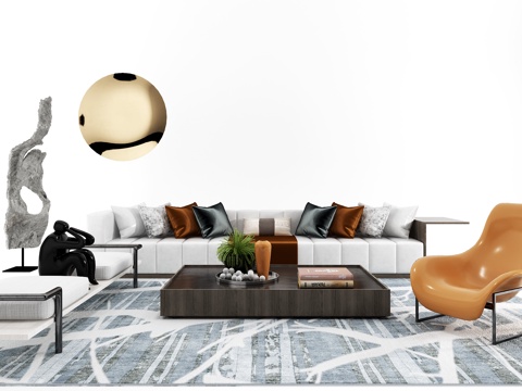  现代沙发茶几组合3d模型 