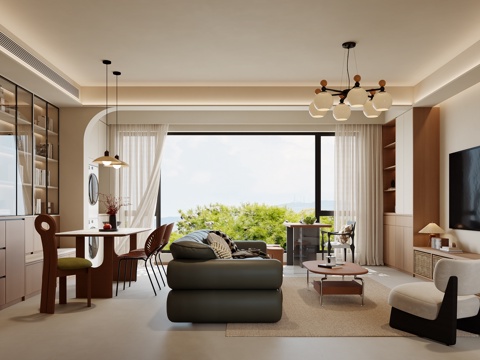 中古风客餐厅su模型