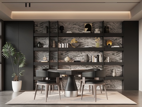 现代意式棋牌室 麻将室su模型