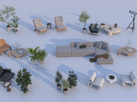  现代休闲桌椅组合3d模型 