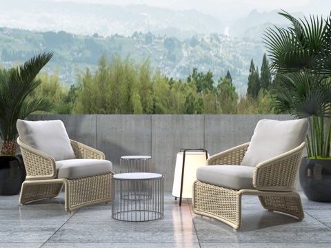  现代户外靠椅组合3d模型 