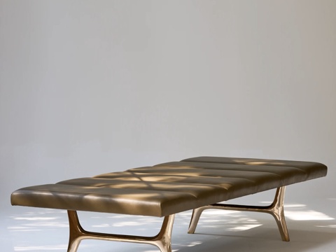 轻奢皮质沙发凳 矮凳 床尾凳su模型