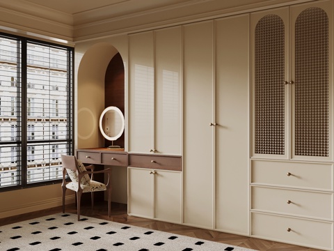 法式衣柜 梳妆台su模型