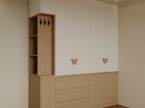 现代衣柜 中古风衣柜su模型