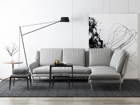  现代转角沙发组合3D模型3d模型 