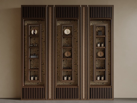  新中式茶叶柜 书柜3d模型 