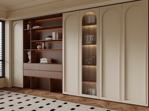  中古风书柜3d模型 