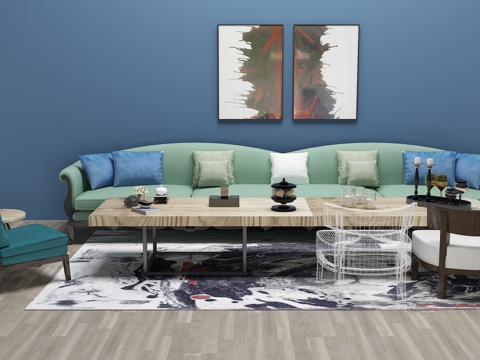  北欧沙发茶几 单椅 装饰画3d模型 