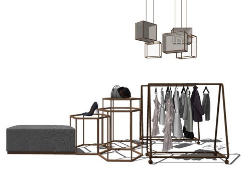 现代风格衣架su模型