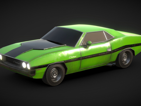  道奇挑战者  肌肉车  低多边形3d模型 