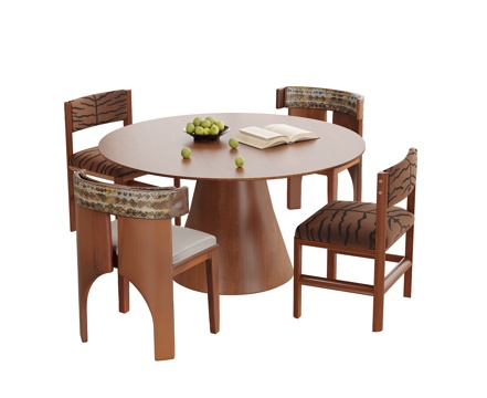  现代餐桌椅 圆形餐桌 餐椅3d模型 