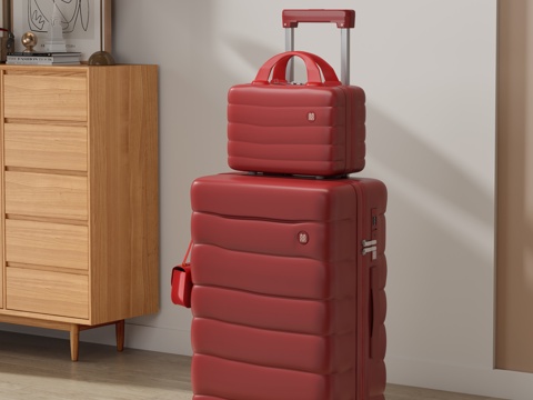  大小行李箱客厅摆放3d模型 